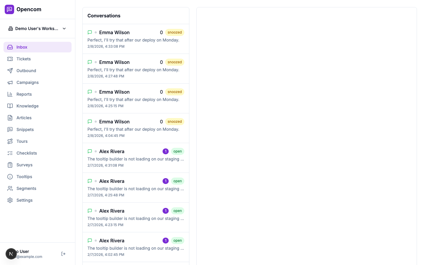 Opencom Inbox — shared team inbox for customer conversations