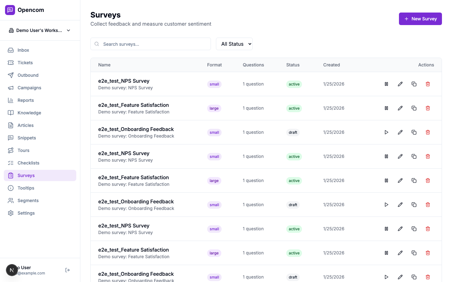 Surveys — collect customer feedback