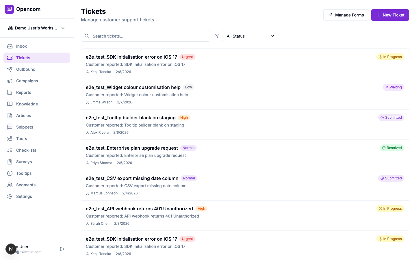 Tickets — customer support ticketing