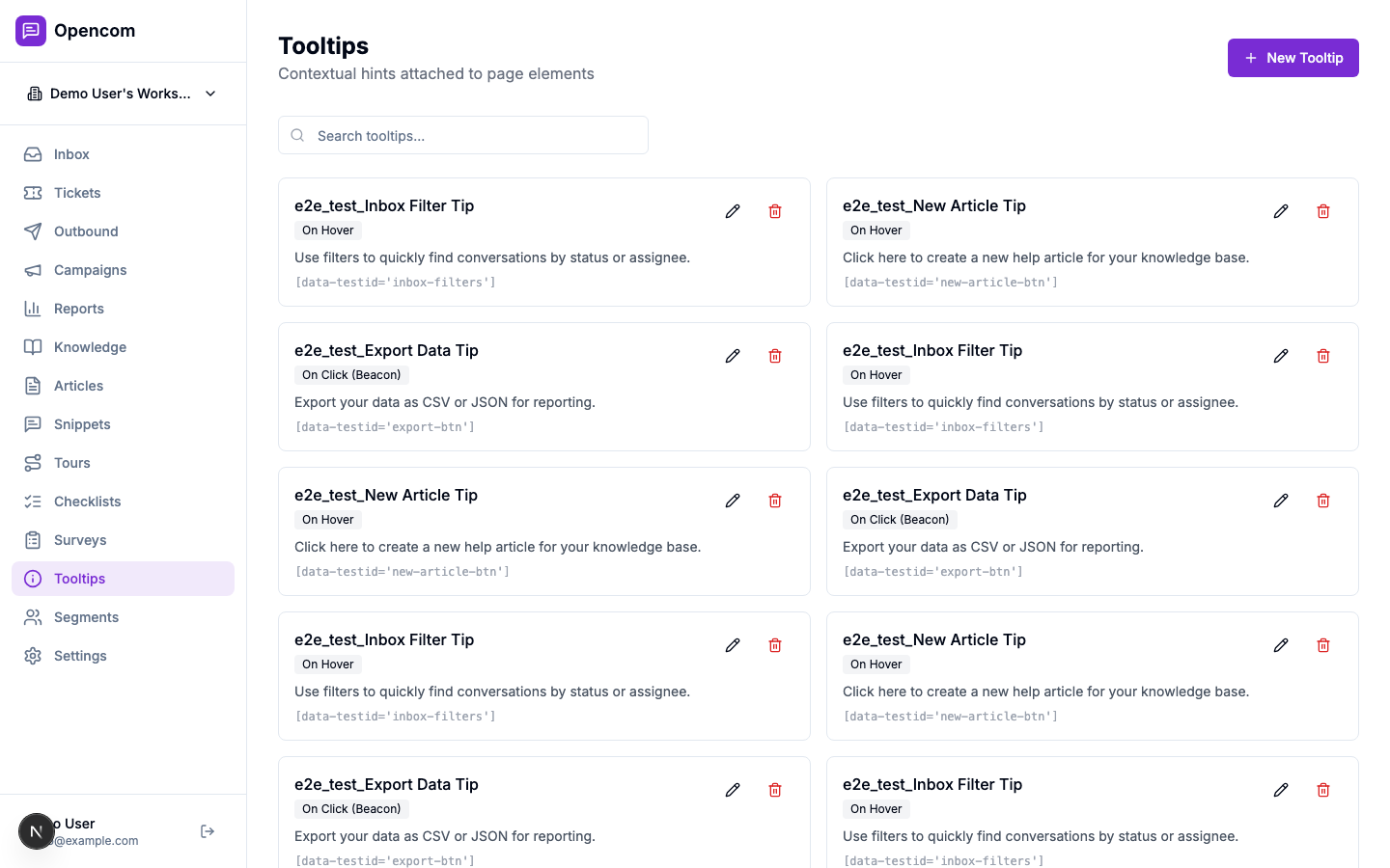 Tooltips — contextual hints